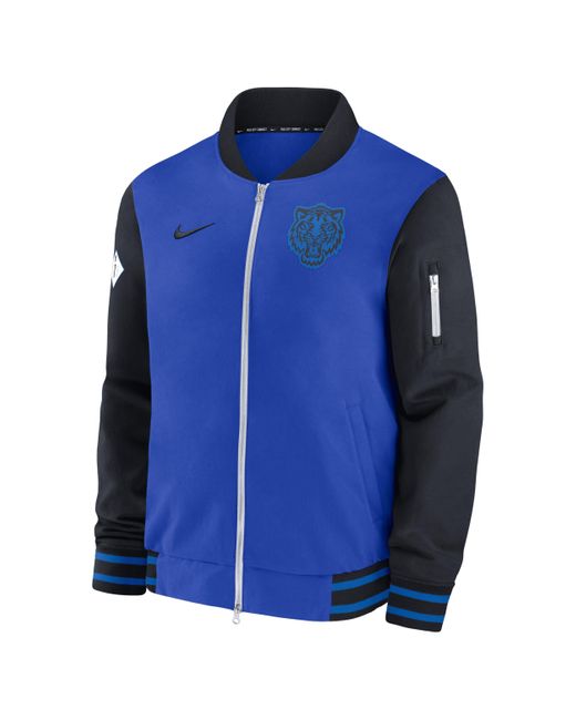 Nike Blue Detroit Tigers Authentic Collection City Connect Game Time Mlb Full-zip Bomber Jacket for men