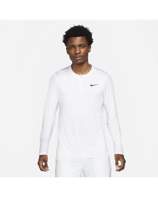 Nike Synthetic Court Dri-fit Advantage Half-zip Tennis Top in White ...