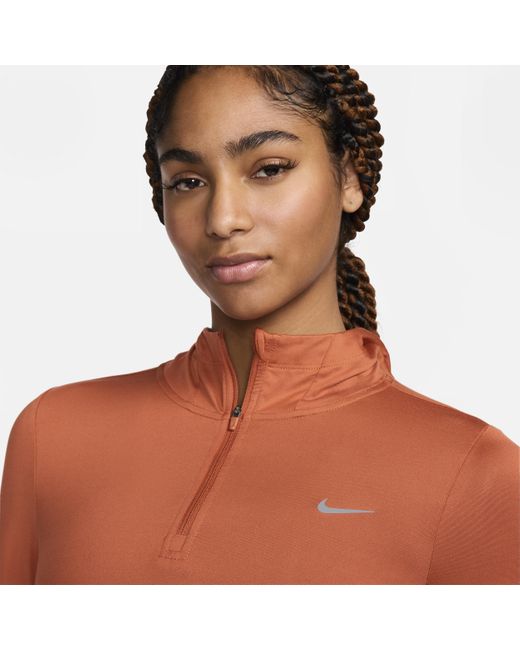 Nike Orange Dri-fit Swift Uv Hooded Running Jacket Polyester