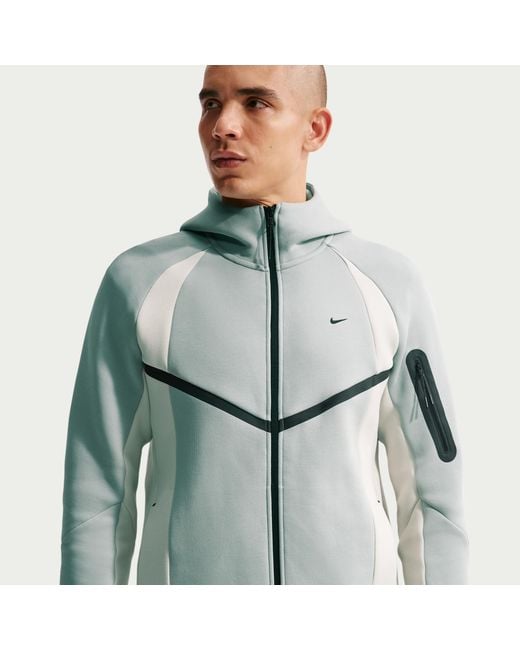 Nike Tech Color-Block Full-Zip Fleece Windrunner Jacket in Gray