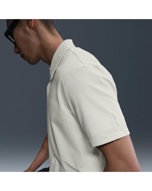Nike Blue 24.7 Perfectstretch Dri-Fit Short-Sleeve Button-Down Top for men
