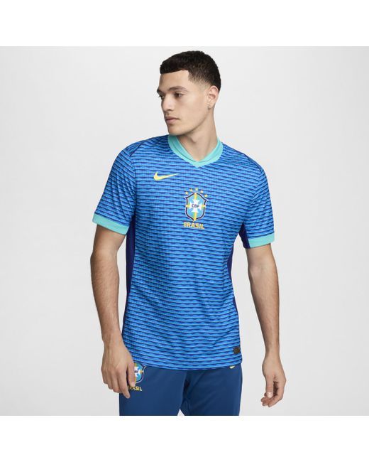 Nike Blue Brazil 2024 Match Away Dri-fit Adv Soccer Authentic Jersey for men