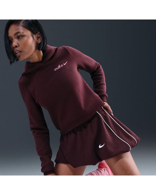 Nike Red Sportswear Phoenix Fleece Shrunken Hoodie