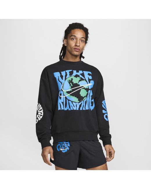 Nike Blue Run Energy Dri-Fit Fleece Running Crew for men