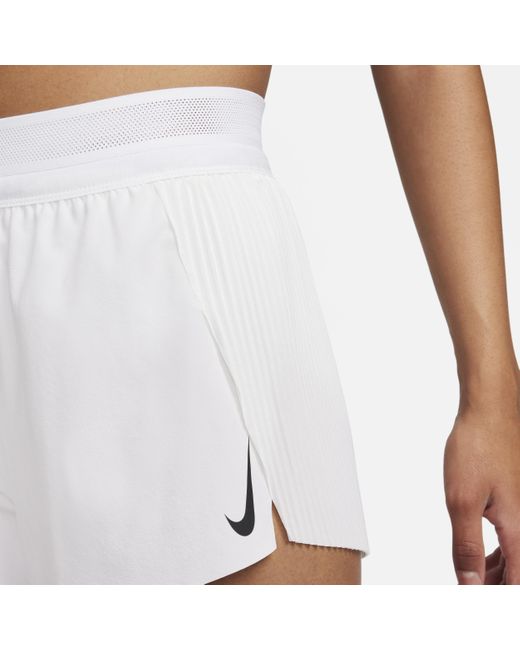 Nike White Aeroswift Dri-fit Adv Mid-rise Brief-lined 3" Running Shorts