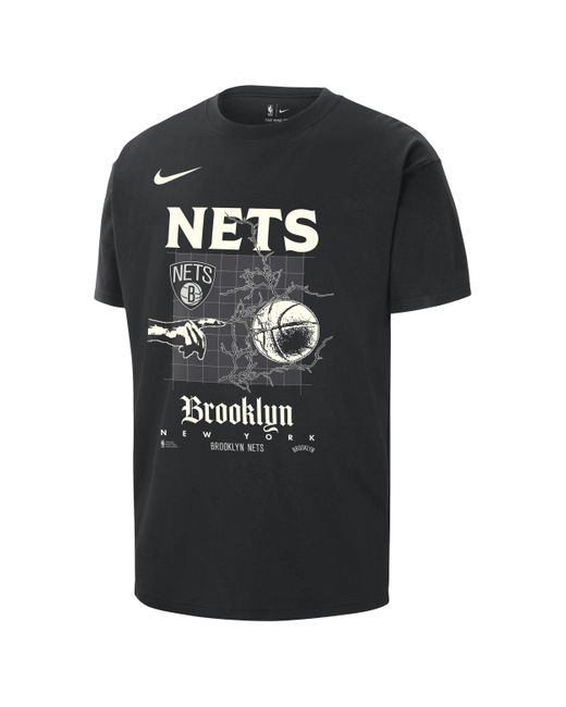 Nike Black Brooklyn Nets Courtside Nba Max90 T-shirt Cotton for men
