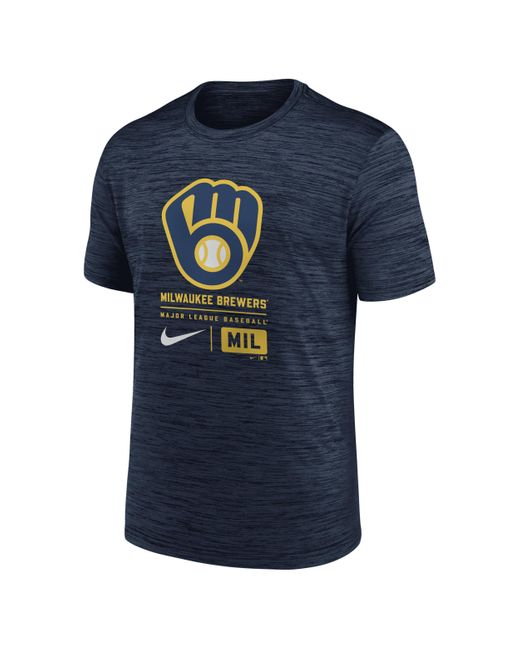 Nike Blue Milwaukee Brewers Large Logo Velocity Mlb T-shirt for men
