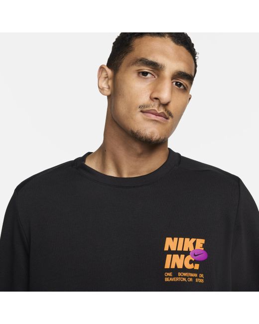 Nike Dri-fit Fitnesstop Van Fleece Met Ronde Hals En Lange Mouwen in het Black voor heren