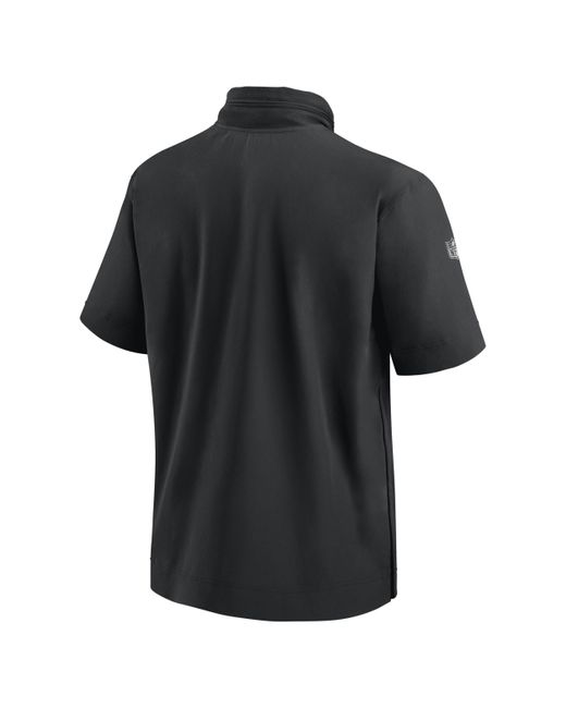 Nike Black Detroit Lions Sideline Coach Nfl 1/2-zip Short-sleeve Hooded Jacket for men