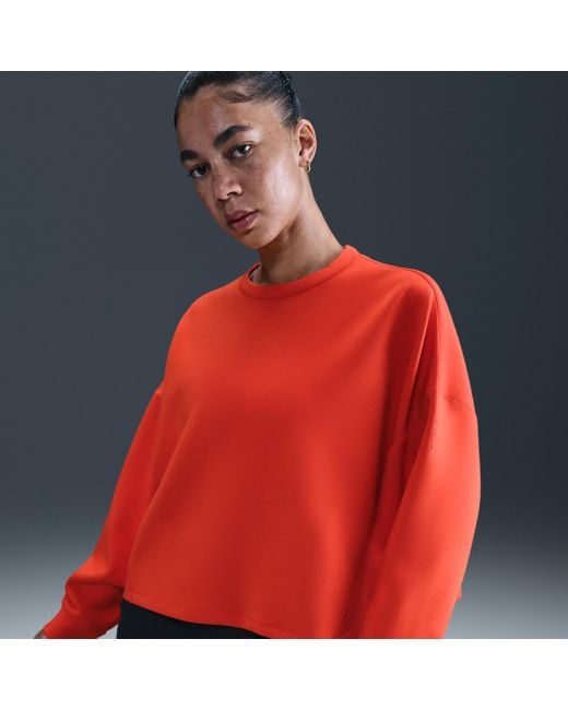 Nike Red 24.7 Impossiblysoft Dri-Fit Oversized Crew-Neck Top