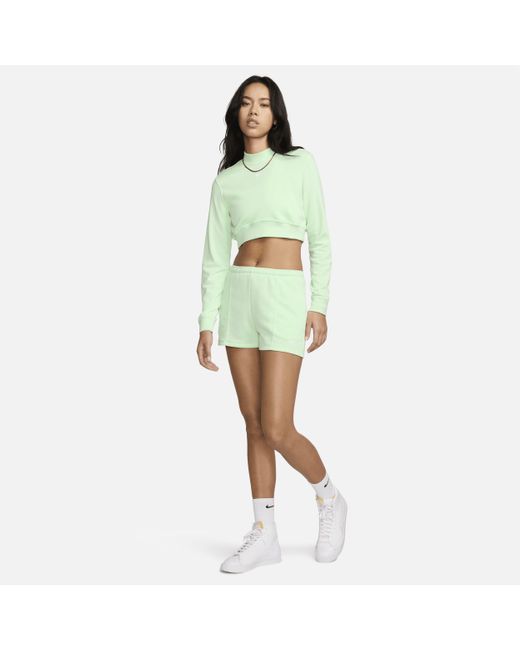 Nike Sportswear Chill Terry High-waisted Slim 2 French Terry Shorts in  Green