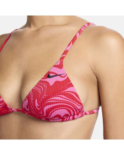 Nike Pink Swim Swirl String Bikini Top