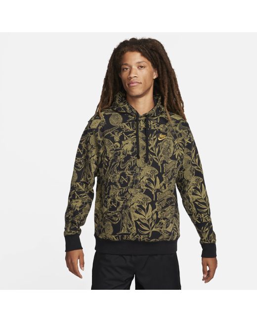 Nike Green Sportswear Club Fleece Pullover Printed Hoodie for men