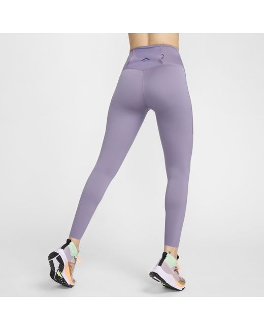 Nike Trail Go 7/8-legging Met Hoge Taille, Zakken En Complete Ondersteuning in het Purple