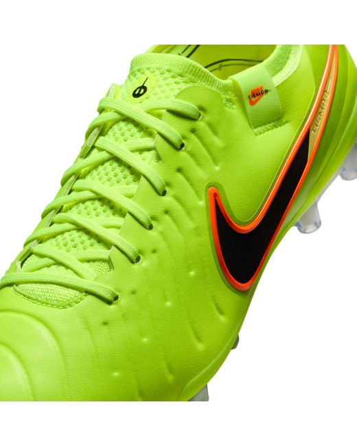Nike Green Tiempo Legend 10 Elite Artificial-Grass Low-Top Soccer Cleats for men