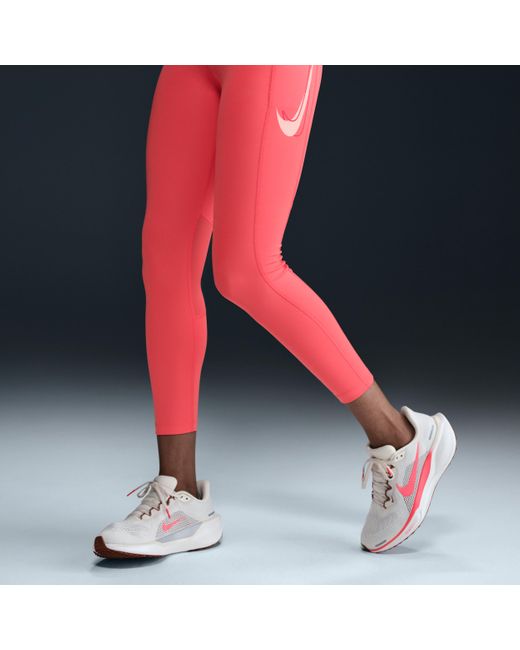 Nike Red Fast Mid-Rise 7/8 Leggings