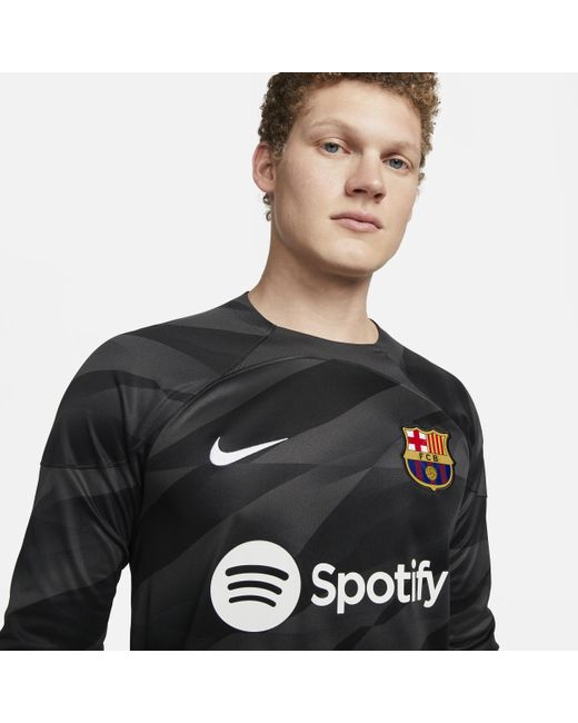 Nike Black Fc Barcelona 2023/24 Stadium Goalkeeper Dri-fit Long-sleeve Soccer Jersey for men