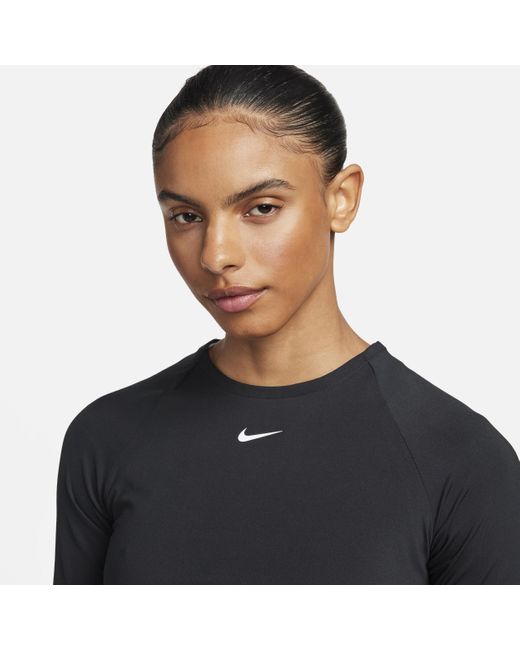 Nike Black Pro Dri-fit Cropped Long-sleeve Top