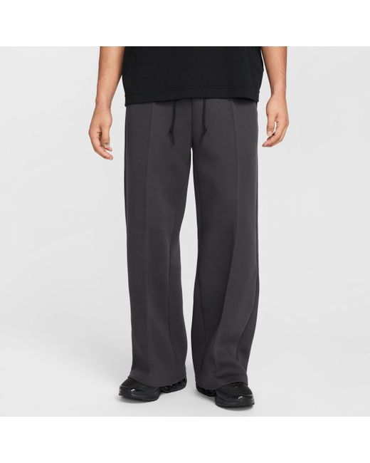 Nike Black Tech Wide-Leg Fleece Pants for men