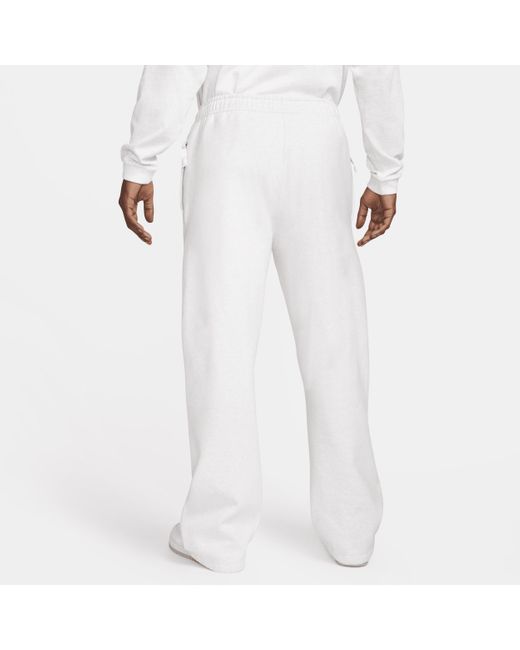 Nike White Solo Swoosh Open-hem Fleece Pants for men