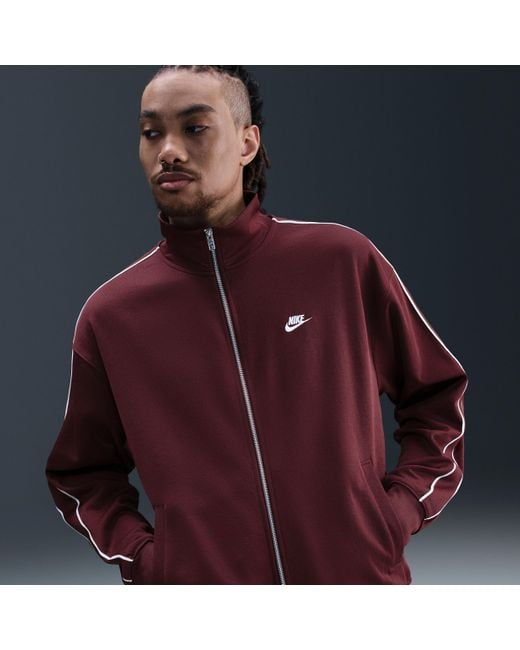 Nike Sportswear Club Oversized Knit Track Jacket in Red for Men | Lyst