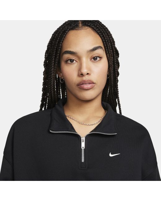 Nike Black Sportswear Oversized 1/4-zip Fleece Top Polyester