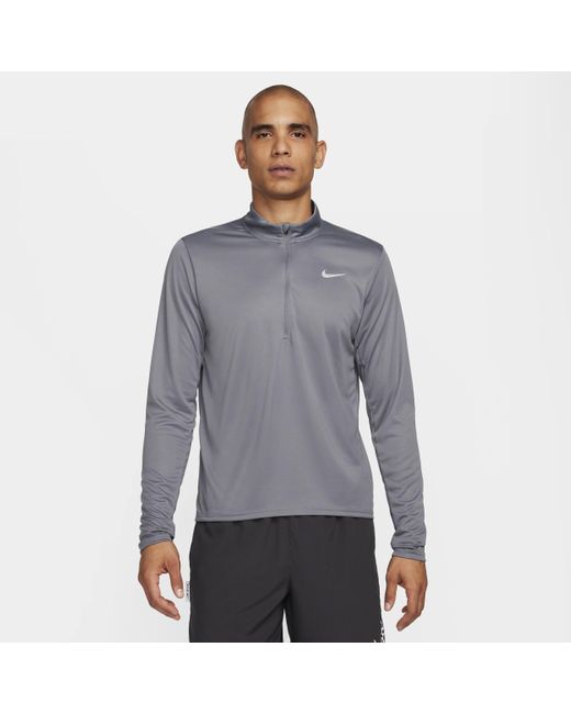 Nike Gray Pacer Dri-fit 1/2-zip Running Top Polyester for men