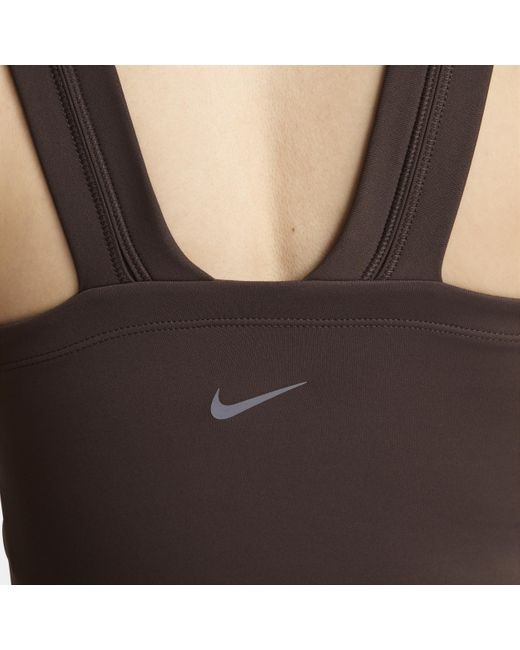 Nike Brown One Fitted Dri-fit Strappy Cropped Tank Top