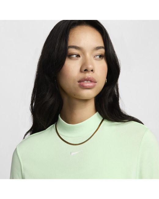 Nike Green Sportswear Chill Terry Crew-neck Cropped French Terry Top Polyester