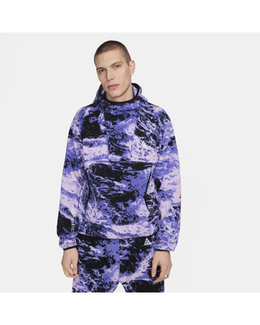Nike Blue Acg "wolf Tree" Allover Print Pullover Hoodie for men