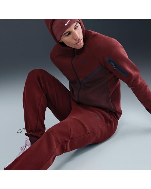 Nike Red Tech Open-Hem Fleece Pants for men