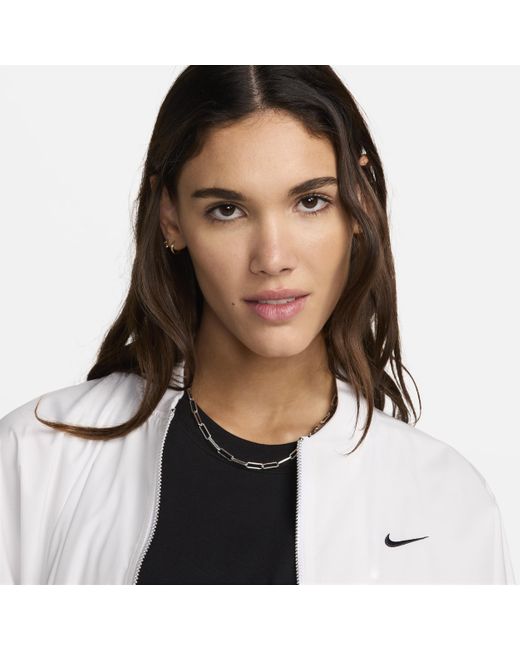 Nike White Sportswear Essential Oversized Bomber Jacket Polyester