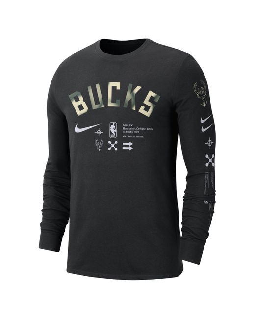 Nike Milwaukee Bucks Nba Long-sleeve T-shirt In Black, for Men | Lyst