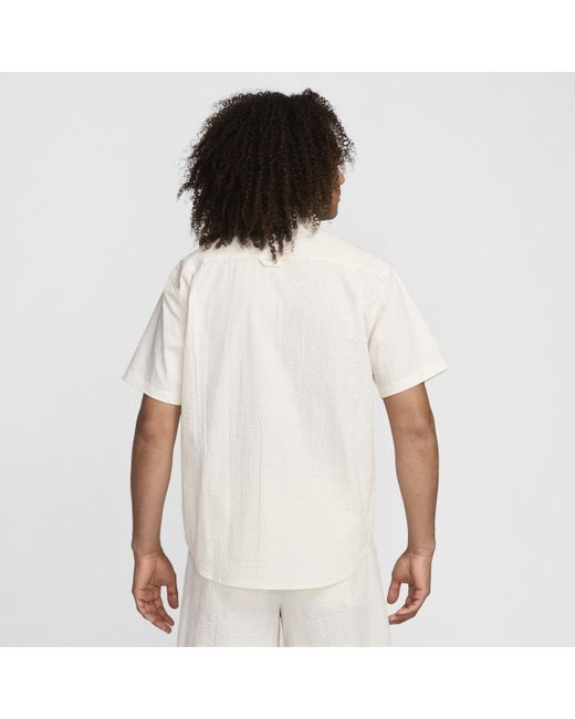 Nike White Life Short-sleeve Seersucker Button-down Shirt Polyester for men