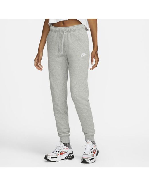 Nike Sportswear Club Fleece Mid-rise Joggers in Dark Grey Heather,White ...