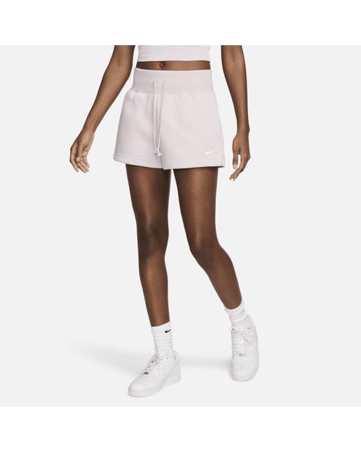 Nike White Sportswear Phoenix Fleece High-waisted Loose Shorts Cotton
