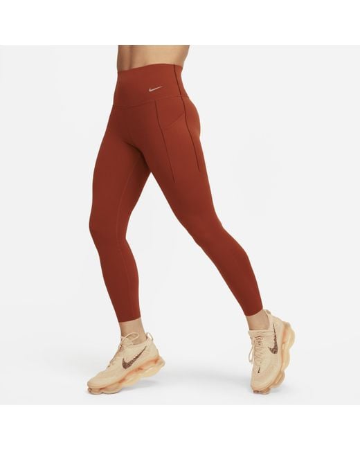 Nike Red Universa Medium-support High-waisted 7/8 Leggings With Pockets