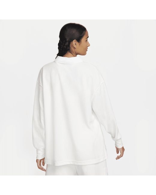 Nike White Sportswear Essential Oversized Long-sleeve Polo Polyester