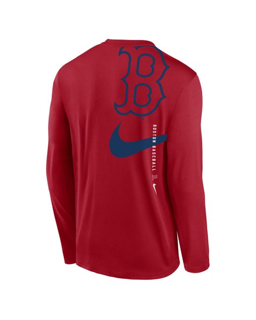 Nike Red Atlanta Braves Large Swoosh Back Legend Dri-fit Mlb T-shirt for men