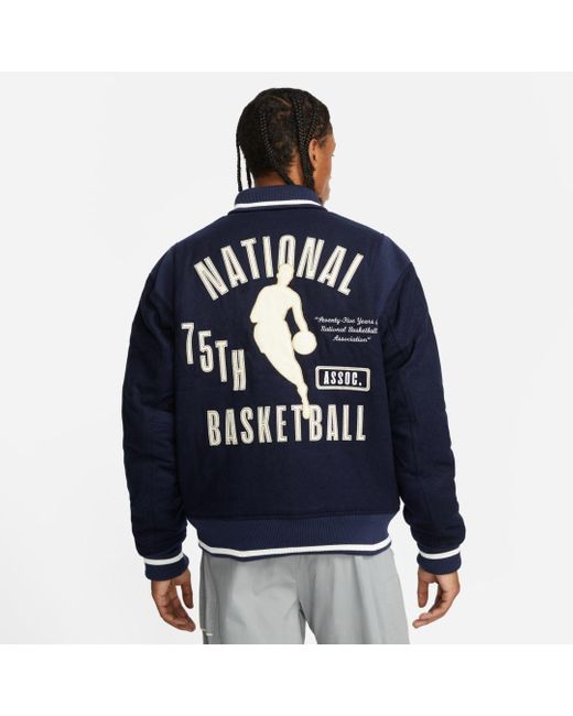 Men's Nike White/Blue NBA Team 31 75th Anniversary Courtside Fleece Half-Zip Hoodie