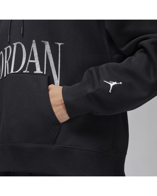 Felpa pullover con cappuccio jordan brooklyn fleece di Nike in Black