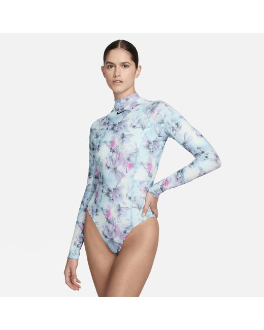 Nike Blue Swim Hydralock Fusion Long-sleeve One-piece Swimsuit