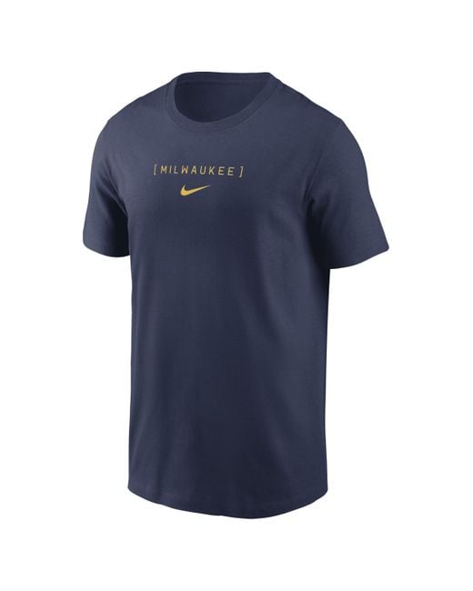Nike Blue Milwaukee Brewers Large Logo Back Stack Mlb T-shirt for men