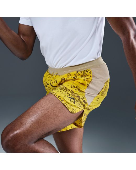 Nike Yellow Trail Dri-Fit 6" Brief-Lined Running Shorts for men