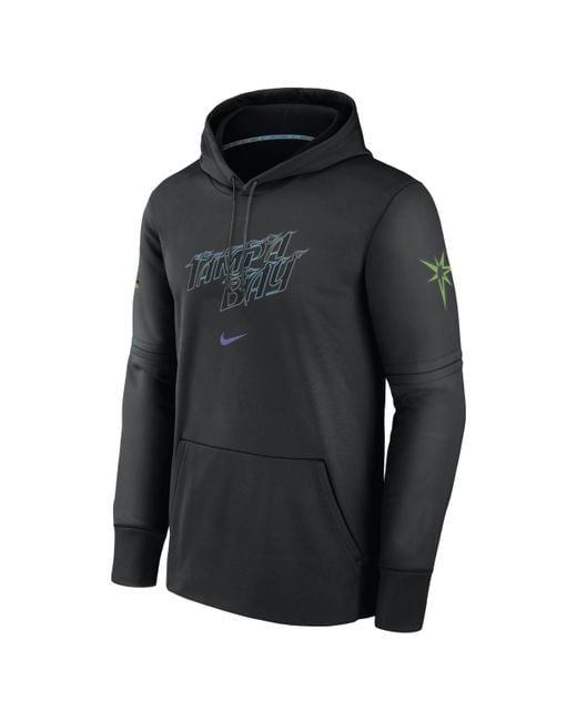 Nike Black Tampa Bay Rays City Connect Practice Therma Mlb Pullover Hoodie for men