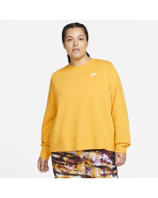 Nike Sportswear Club Fleece Crew-neck Sweatshirt in Yellow | Lyst