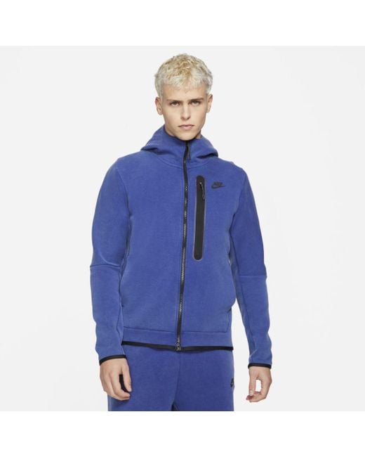 Nike Blue Sportswear Tech Fleece Washed Full-zip Hoodie for men