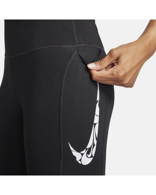 Nike Blue Fast Mid-rise 7/8 Running Leggings With Pockets