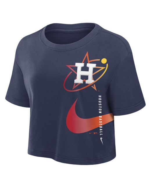Nike Blue Houston Astros City Connect Dri-fit Mlb Cropped T-shirt