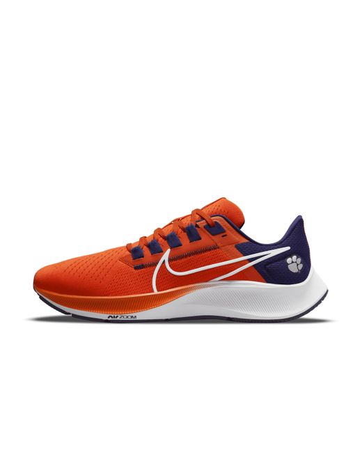 Nike College Air Zoom Pegasus 38 (clemson) Running Shoes In Orange, in